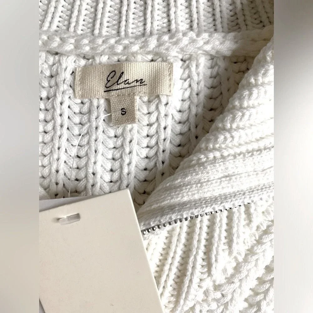 Elan Everest Cable Knit Sweater Women Small Cotton Blend NWT